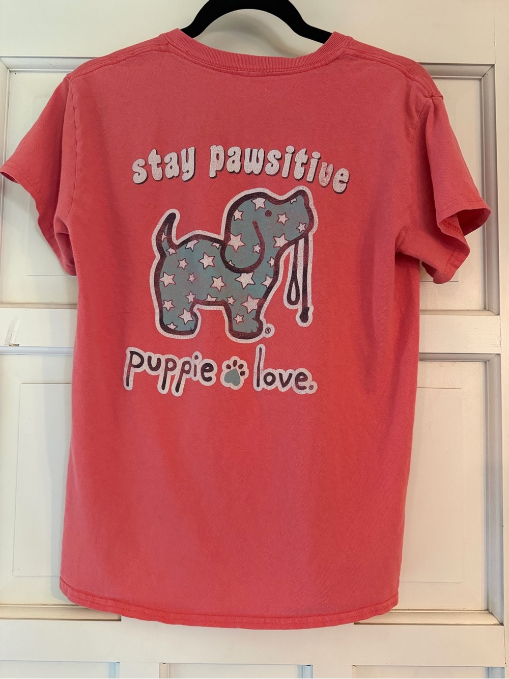 Stay Pawsitive Coral Pink Short Sleeve Tee by Puppie Love
